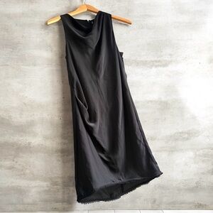 Helmut Lang Women’s Black Draped Sleeveless Dress Cowl Neck Zip Closure